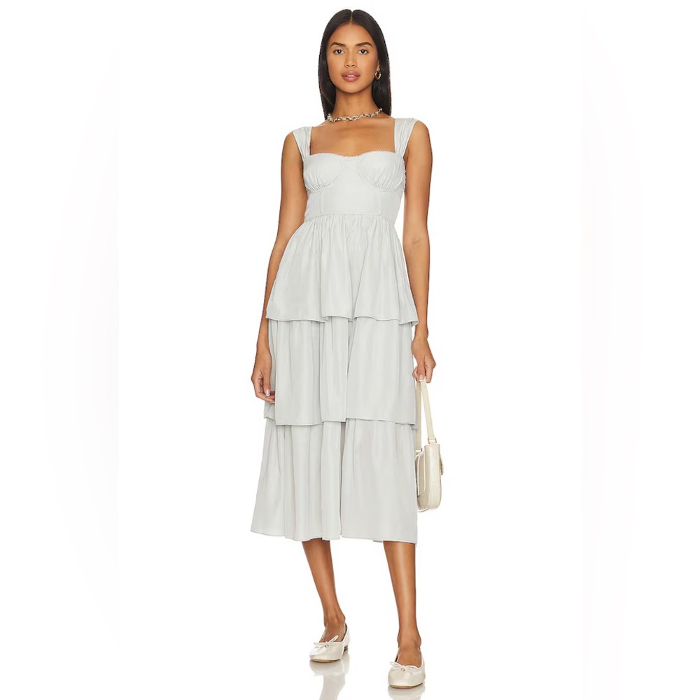 Who What Wear White Tiered Midi Dress